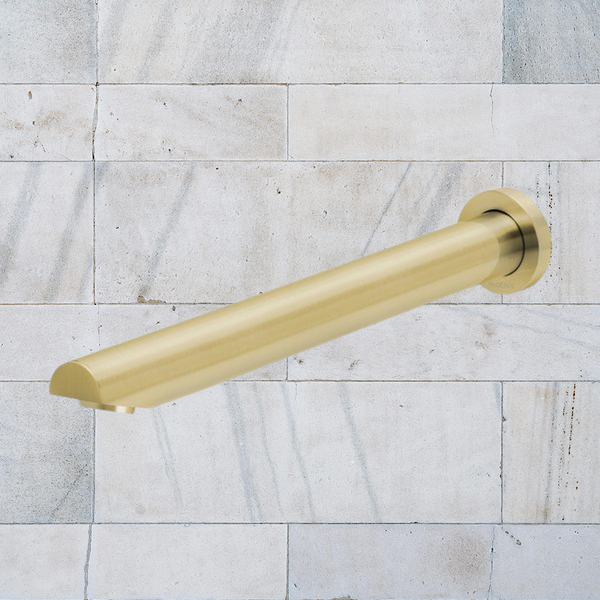 Phoenix Vivid Wall Bath Outlet 32 x 300mm Angled Brushed Gold