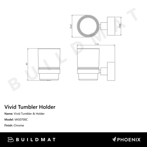 Phoenix Vivid Tumbler & Holder Chrome