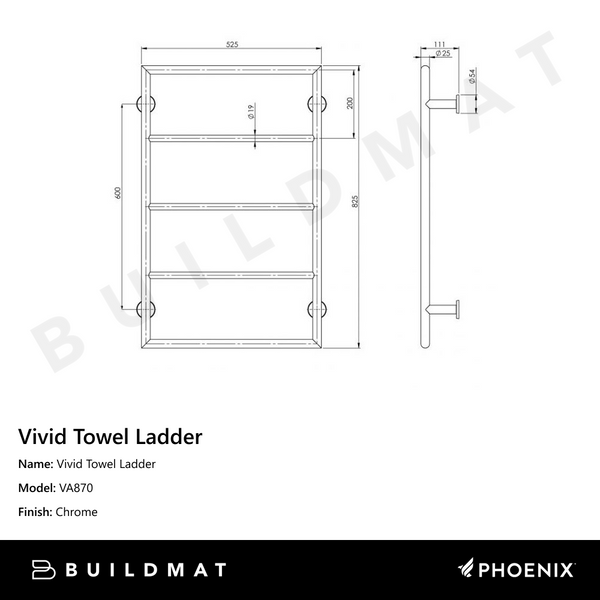 Phoenix Vivid Towel Ladder Chrome