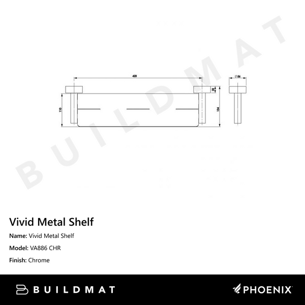 Phoenix Vivid Metal Shelf Chrome
