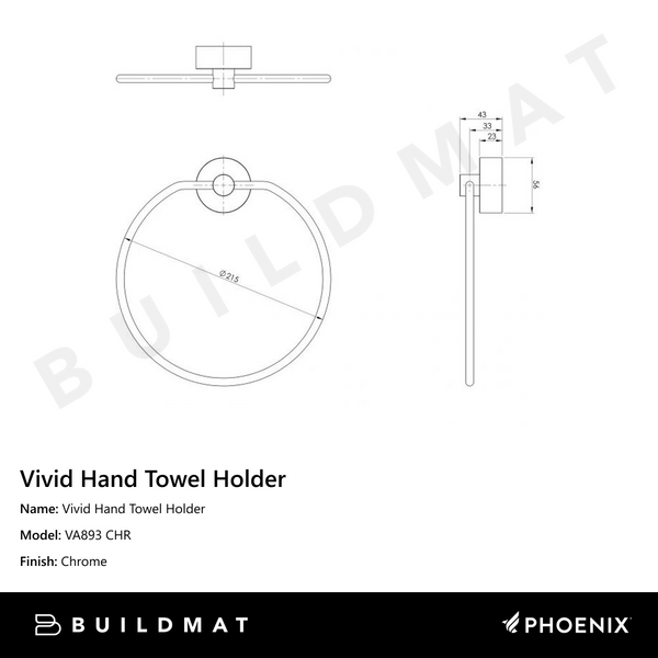 Phoenix Vivid Hand Towel Holder Chrome