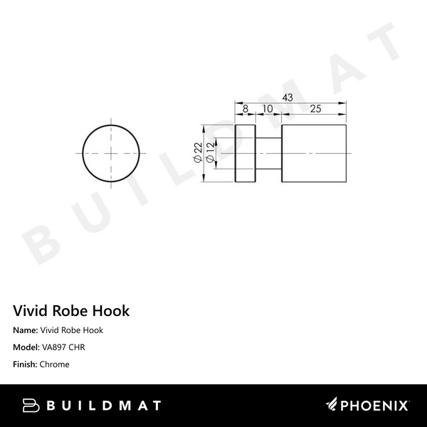 Phoenix Vivid Robe Hook Chrome
