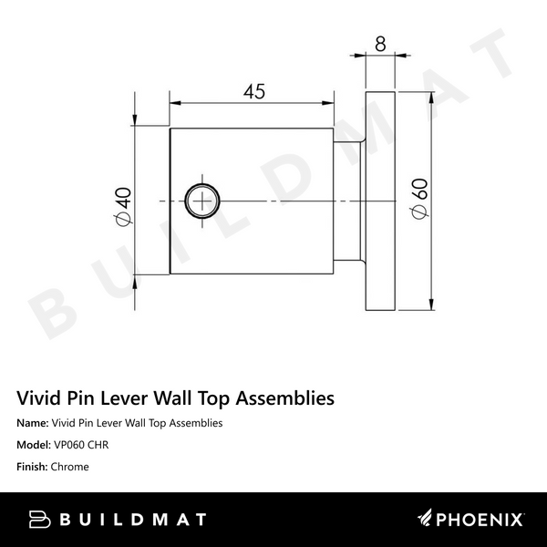 Phoenix Vivid Pin Lever Wall Top Assemblies Chrome