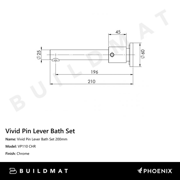 Phoenix Vivid Pin Lever Bath Set 200mm Chrome