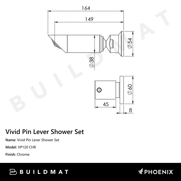 Phoenix Vivid Pin Lever Shower Set Chrome