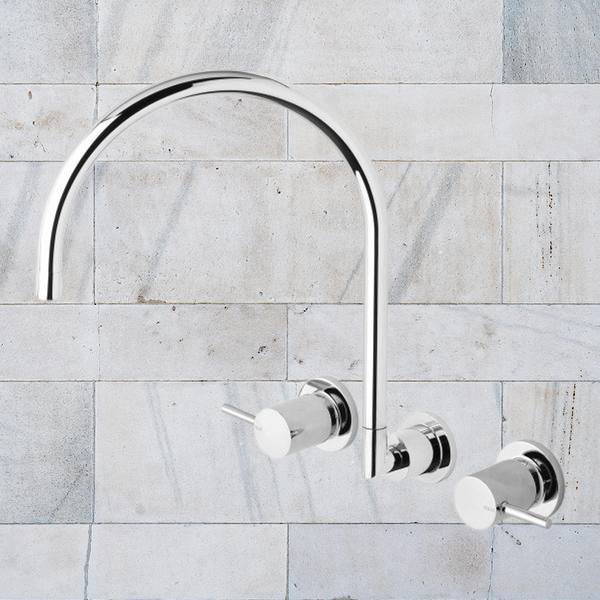 Phoenix Vivid Pin Lever Wall Sink Set 200mm Gooseneck Lead Free Chrome