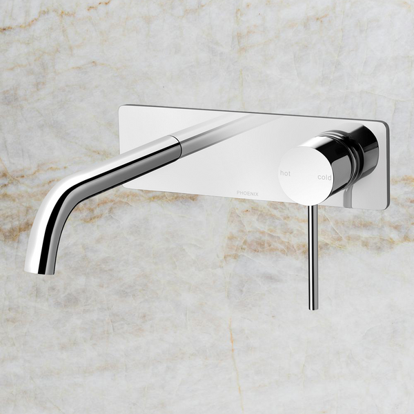 Phoenix Vivid Slimline SwitchMix Wall Basin / Bath Mixer Set 180mm Fit-Off Kit Lead Free Chrome