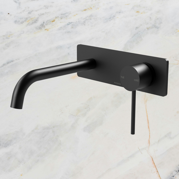 Phoenix Vivid Slimline SwitchMix Wall Basin / Bath Mixer Set 180mm Fit-Off Kit Lead Free Matte Black