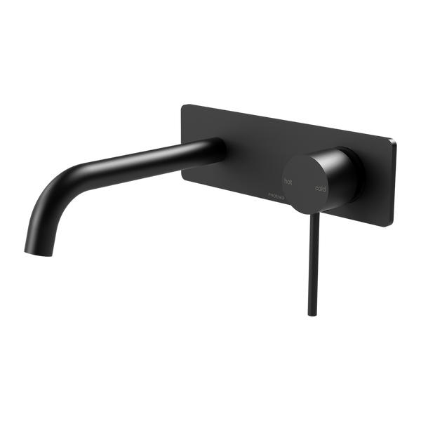 Phoenix Vivid Slimline SwitchMix Wall Basin / Bath Mixer Set 180mm Fit-Off Kit Lead Free Matte Black