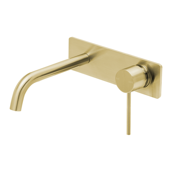 Phoenix Vivid Slimline SwitchMix Wall Basin / Bath Mixer Set 180mm Fit-Off Kit Lead Free Brushed Gold