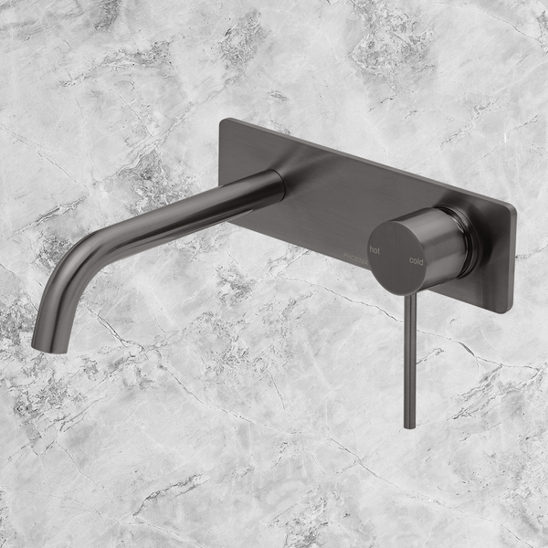 Phoenix Vivid Slimline SwitchMix Wall Basin / Bath Mixer Set 180mm Fit-Off Kit Lead Free Brushed Carbon