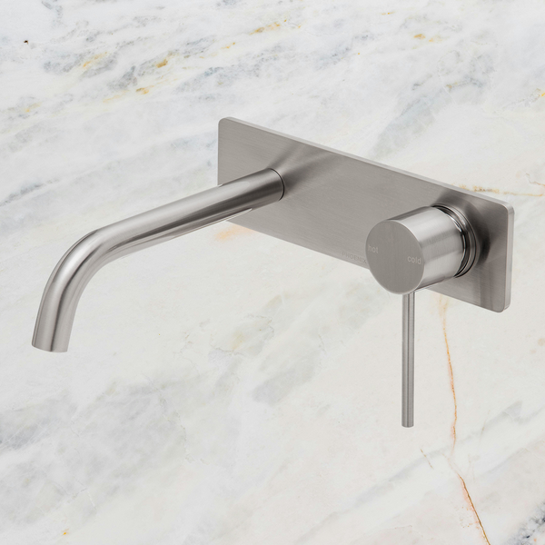 Phoenix Vivid Slimline SwitchMix Wall Basin / Bath Mixer Set 180mm (Complete Kit) Lead Free Brushed Nickel