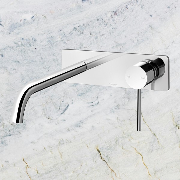 Phoenix Vivid Slimline SwitchMix Wall Basin / Bath Mixer Set 230mm Fit-Off Kit Chrome