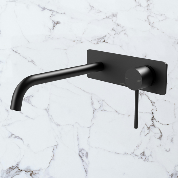 Phoenix Vivid Slimline SwitchMix Wall Basin / Bath Mixer Set 230mm Fit-Off Kit Matte Black