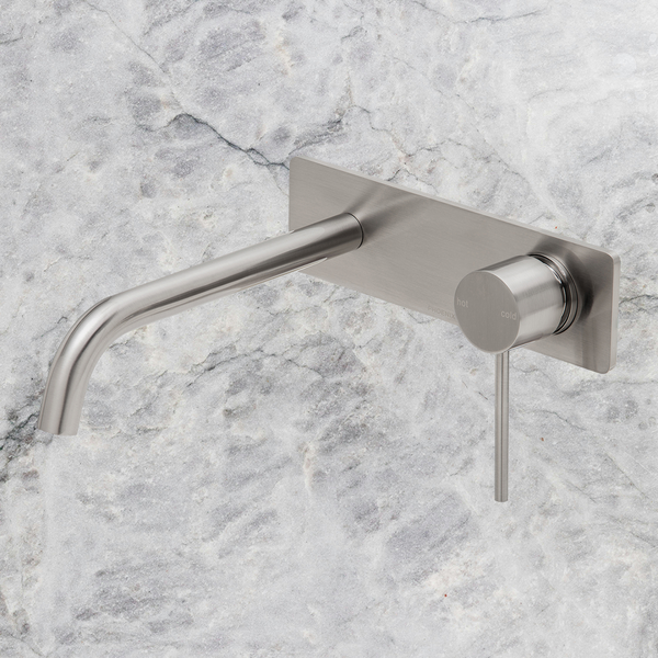 Phoenix Vivid Slimline SwitchMix Wall Basin / Bath Mixer Set 230mm Fit-Off Kit Brushed Nickel