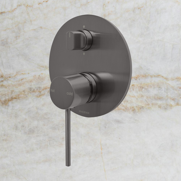 Phoenix Vivid Slimline SwitchMix Shower / Bath Diverter Mixer Fit-Off Kit Brushed Carbon