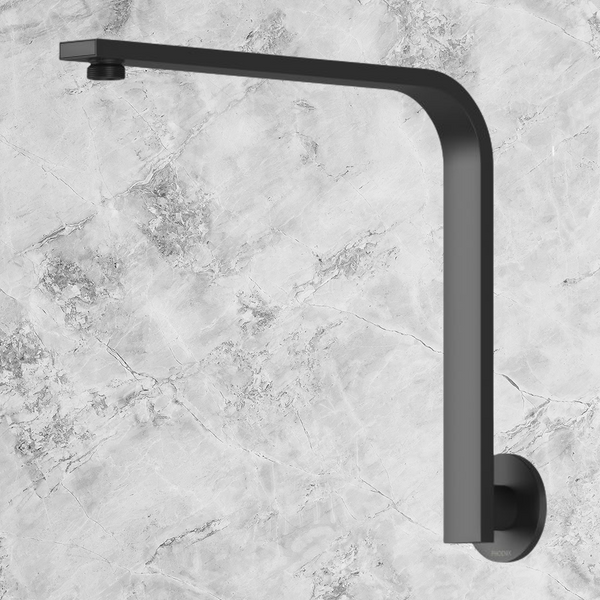 Phoenix Vivid Slimline High-Rise Shower Arm Round Plate Matte Black