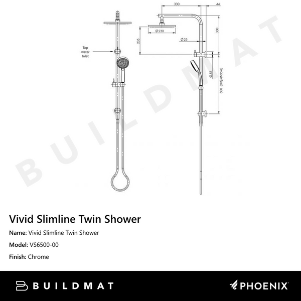 Phoenix Vivid Slimline Twin Shower Chrome