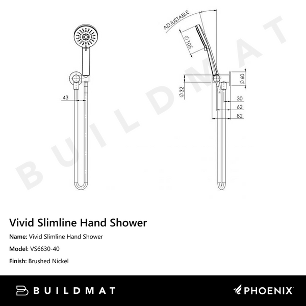 Phoenix Vivid Slimline Hand Shower Brushed Nickel