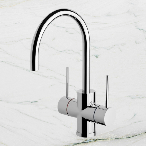 Phoenix Vivid Slimline Twin Handle Sink Mixer 160mm Gooseneck Chrome
