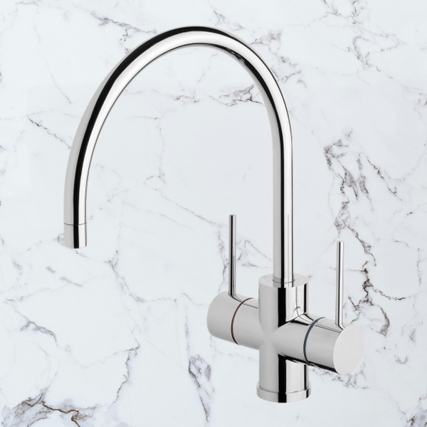 Phoenix Vivid Slimline Twin Handle Sink Mixer 220mm Gooseneck Chrome