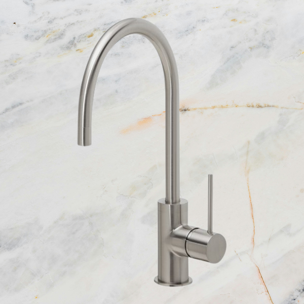 Phoenix Vivid Slimline Oval Sink Mixer 220mm Gooseneck Lead Free Brushed Nickel