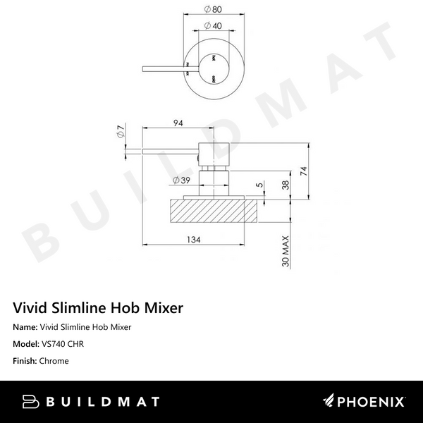 Phoenix Vivid Slimline Hob Mixer Chrome