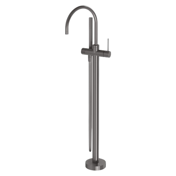 Phoenix Vivid Slimline Floor Mounted Bath Mixer with Hand Shower Brushed Carbon