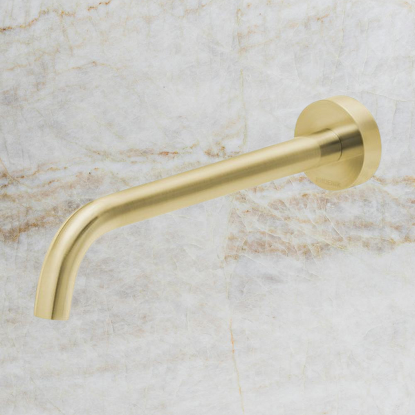 Phoenix Vivid Slimline Basin Outlet 230mm Curved Brushed Gold Lead Free