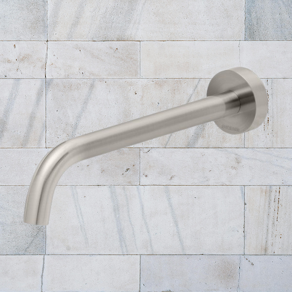 Phoenix Vivid Slimline Basin Outlet 230mm Curved Brushed Nickel