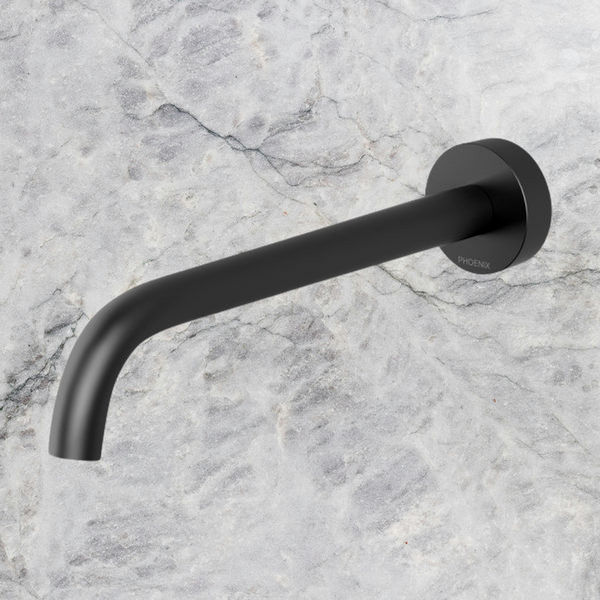 Phoenix Vivid Slimline Bath Outlet 230mm Curved Matte Black