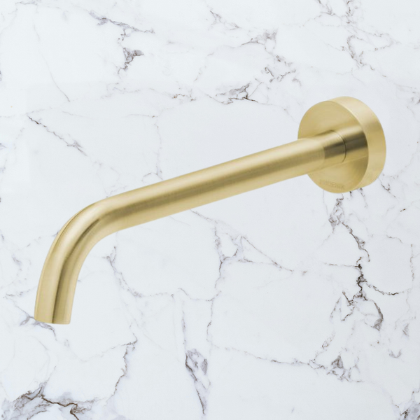 Phoenix Vivid Slimline Bath Outlet 230mm Curved Brushed Gold Lead Free