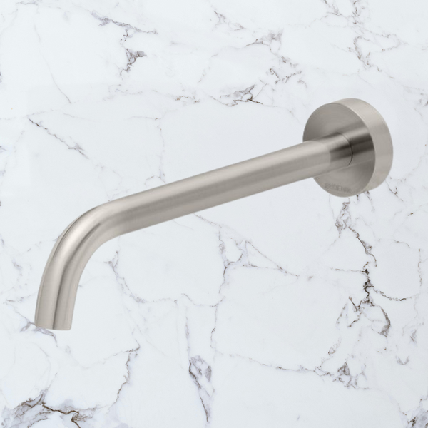 Phoenix Vivid Slimline Bath Outlet 230mm Curved Lead Free Brushed Nickel