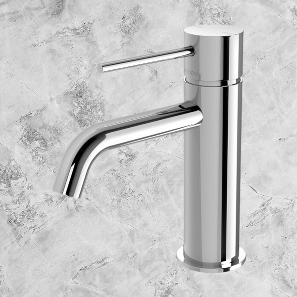 Phoenix Vivid Slimline Basin Mixer Curved Outlet Chrome