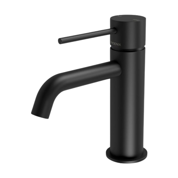 Phoenix Vivid Slimline Basin Mixer Curved Outlet Matte Black