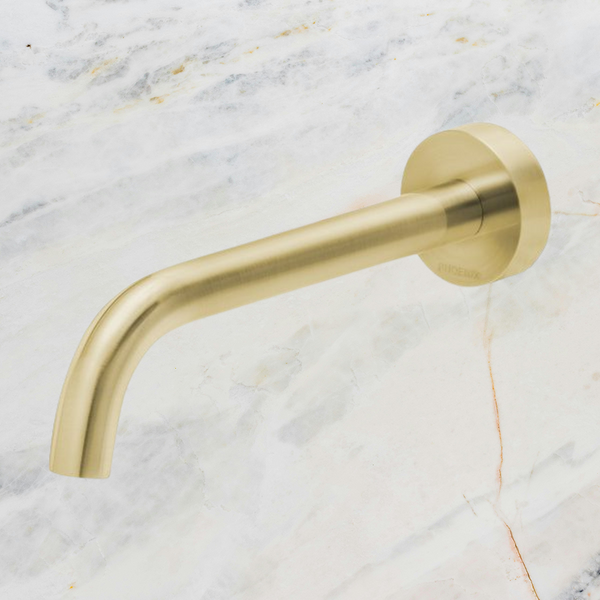 Phoenix Vivid Slimline Wall Basin Outlet 180mm Curved Brushed Gold Lead Free
