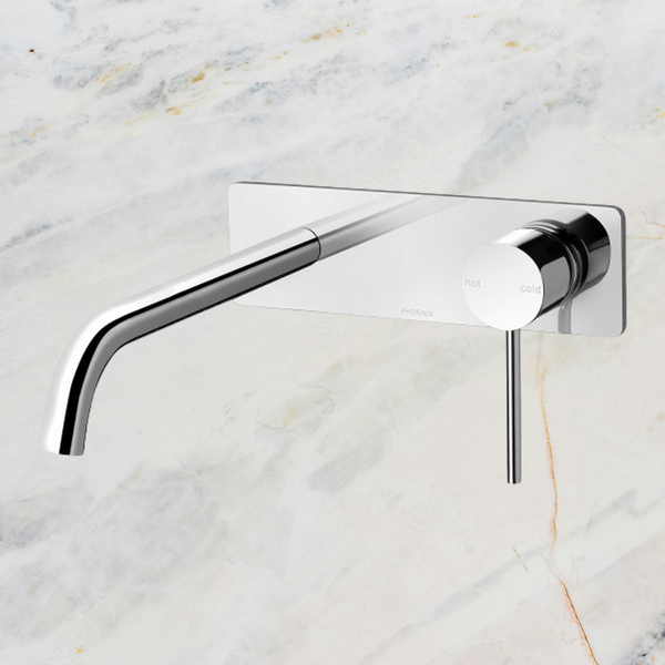 Phoenix Vivid Slimline Wall Basin Mixer Set 230mm Curved Chrome