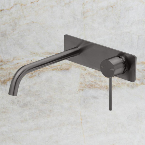 Phoenix Vivid Slimline Wall Basin Mixer Set 230mm Curved Brushed Carbon
