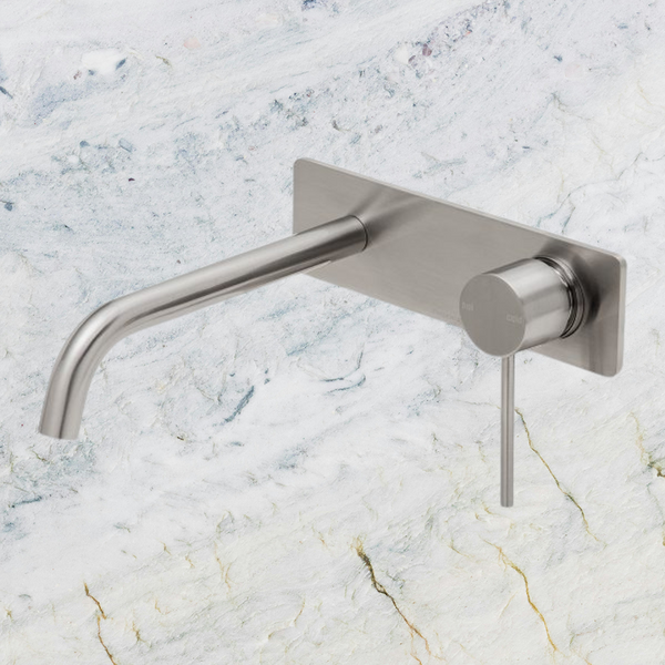 Phoenix Vivid Slimline Wall Basin / Bath Mixer Set 230mm (Complete Kit) Brushed Nickel