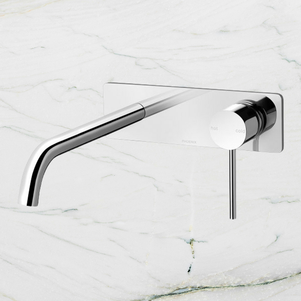 Phoenix Vivid Slimline Wall Bath Mixer Set 230mm Curved Chrome