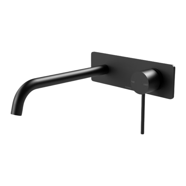 Phoenix Vivid Slimline SwitchMix Wall Bath Mixer Set 230mm Curved (Complete Kit) Matte Black Lead Free