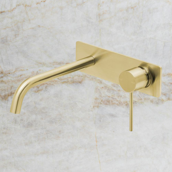 Phoenix Vivid Slimline SwitchMix Wall Basin / Bath Mixer Set 230mm (Complete Kit) Lead Free Brushed Gold