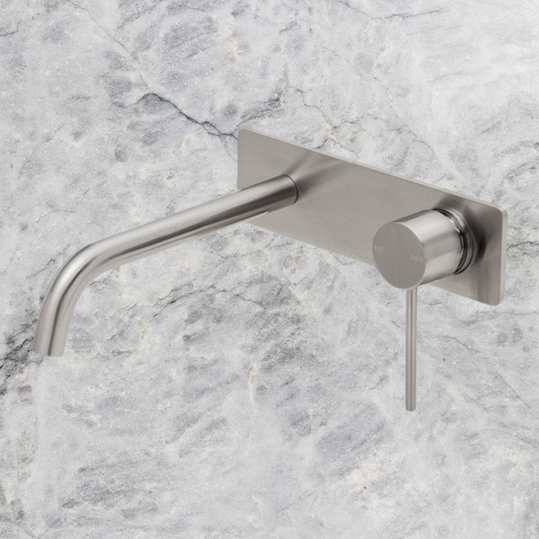 Phoenix Vivid Slimline Wall Bath Mixer Set 230mm Curved Brushed Nickel