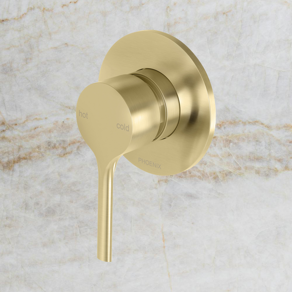 Phoenix Vivid Slimline Oval SwitchMix Shower / Wall Mixer Brushed Gold (Fit-Off kit) Lead Free