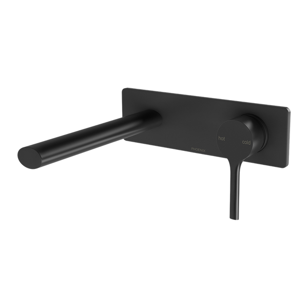 Phoenix Vivid Slimline Oval SwitchMix Wall Basin / Bath Mixer Set 175mm Fit-Off Kit Matte Black