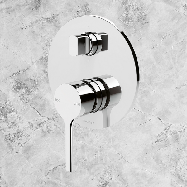 Phoenix Vivid Slimline Oval SwitchMix Shower / Bath Diverter Mixer Fit-Off Kit  Chrome