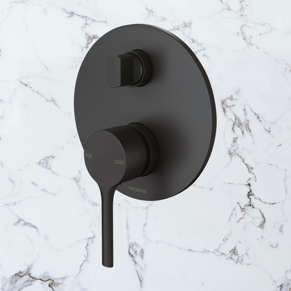 Phoenix Vivid Slimline Oval SwitchMix Shower / Bath Diverter Mixer Fit-Off Kit  Matte Black