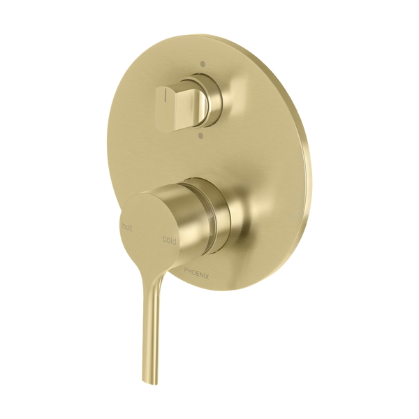 Phoenix Vivid Slimline Oval SwitchMix  Shower / Bath Diverter Mixer Brushed Gold (Complete Kit)