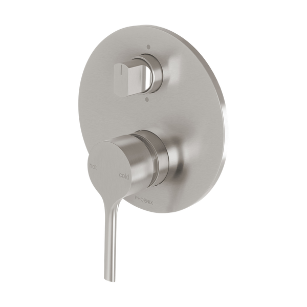 Phoenix Vivid Slimline Oval SwitchMix  Shower / Bath Diverter Mixer Brushed Nickel (Complete Kit)