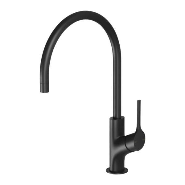 Phoenix Vivid Slimline Oval Sink Mixer 220mm Gooseneck Matte Black